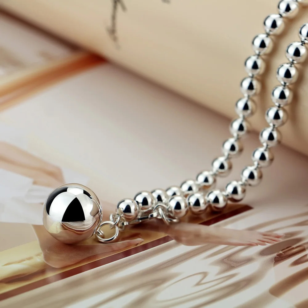 100% 925 sterling silver bell pendant necklace simple and fashionable for women 4/6/8/10MM 18-36 inch bead chain charm jewelry 241205