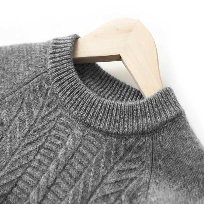 Childrens Thick 100% Wool Sweater Winter Warm Base Sweater Childrens Cashmere Velvet Sweater W241205