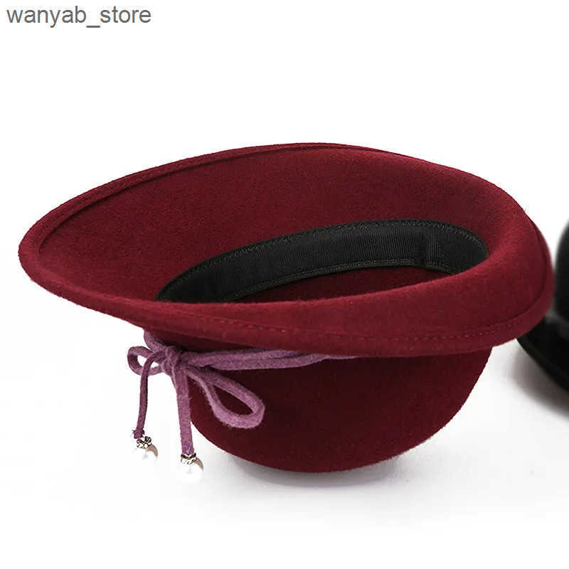 Cloches 1920s womens bucket shaped chloroprene hat Gatsby winter wool foldable bowling hat retro chloroprene rubber dome hat L240910