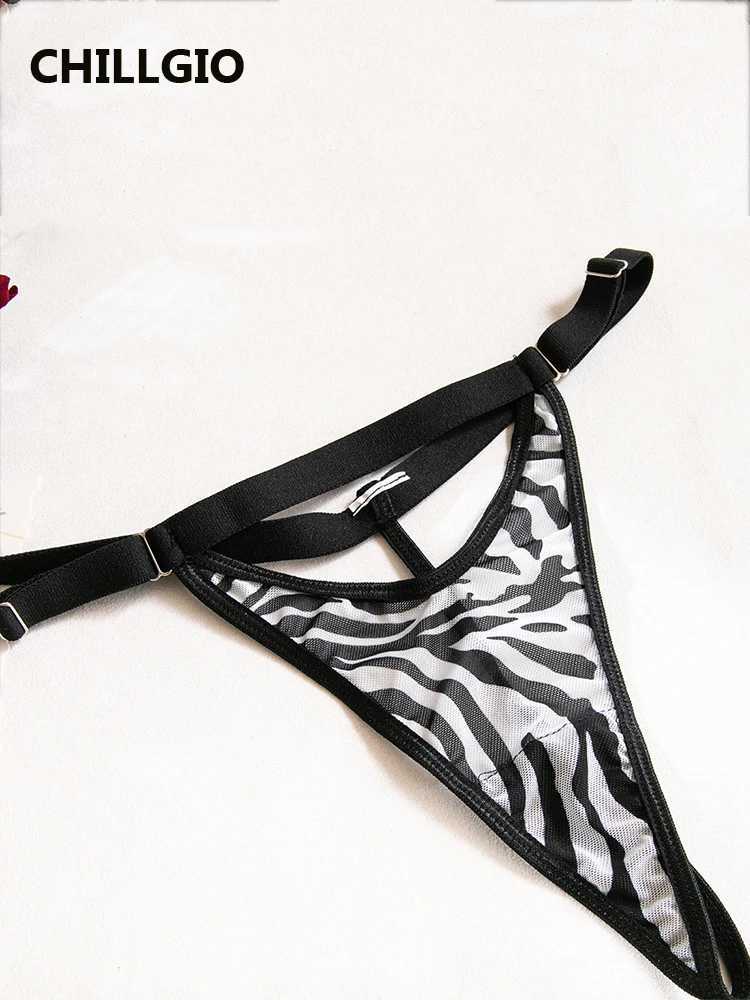 LLGIO Women Zebra Print Bra Brief Suits Sexy Bodycon Intimate Erotic Lingerie Four Pieces Transparent Push Up Underwear SetsXJ241205