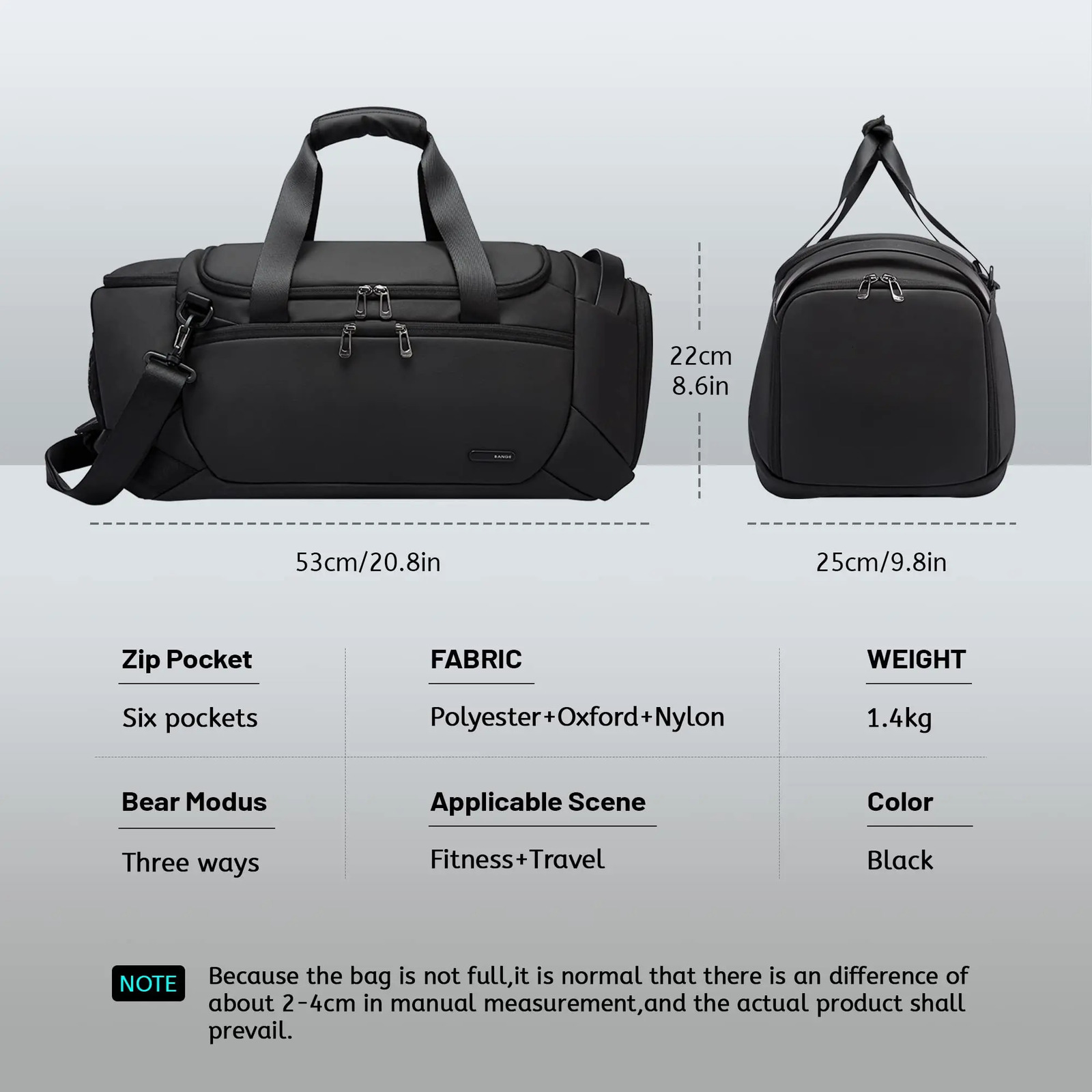 BANGE Sports Waterproof Duffel Bags With Shoe Compartment 21 Inch Gym Bag For Men Wet and Dry Travel 241204