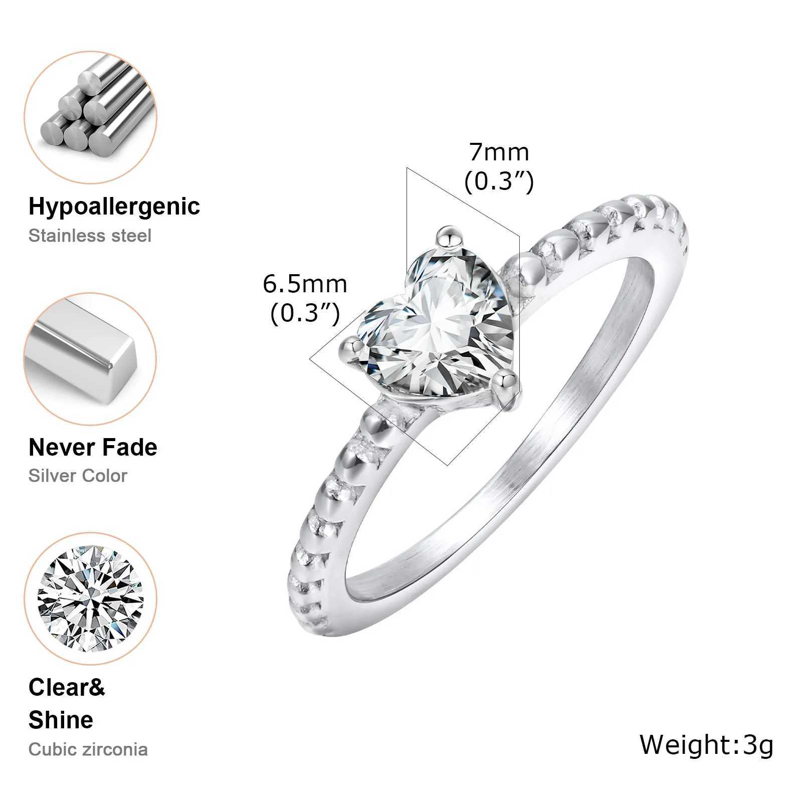 Vnox womens heart-shaped ring sparkling cubic zirconia heart-shaped card wedding ring promised engagement ring anniversary gift W241205