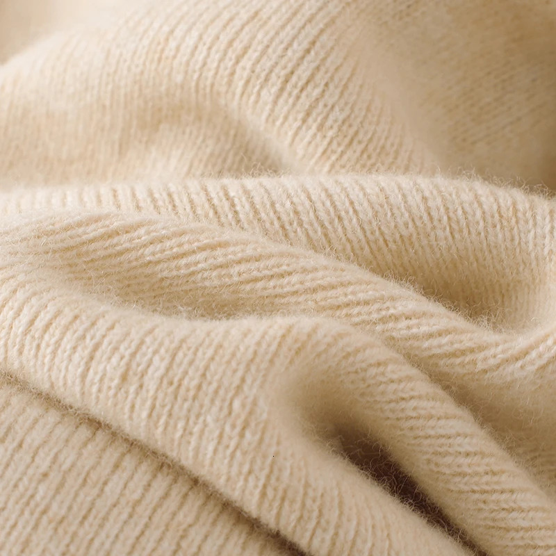 Womens straight leg wool pants with elastic waistband solid color Snd loose casual pants 100% Merino wool pure cotton knitted pants 241202