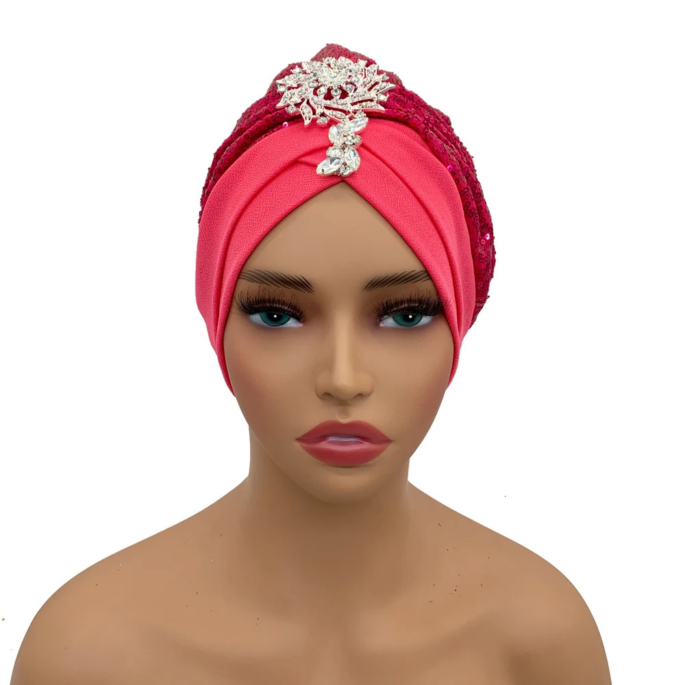 Rhinestone Womens Turbo Hat Soft and Comfortable Head Wrap Muslim Headpiece Turbo Hat 241216