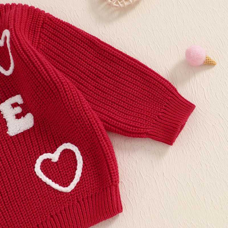 Newborn baby girl sweater fashion love letter embroidery long sleeved flower 2024 autumn and winter childrens clothing jumping top W241205