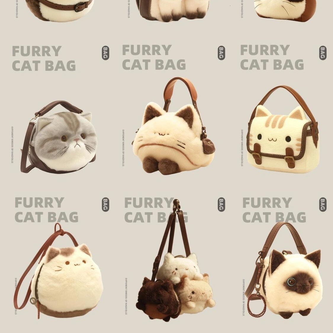 Cute Cat Small New Internet Celebrity Cartoon Plush Doll Crossbody Bag For Women