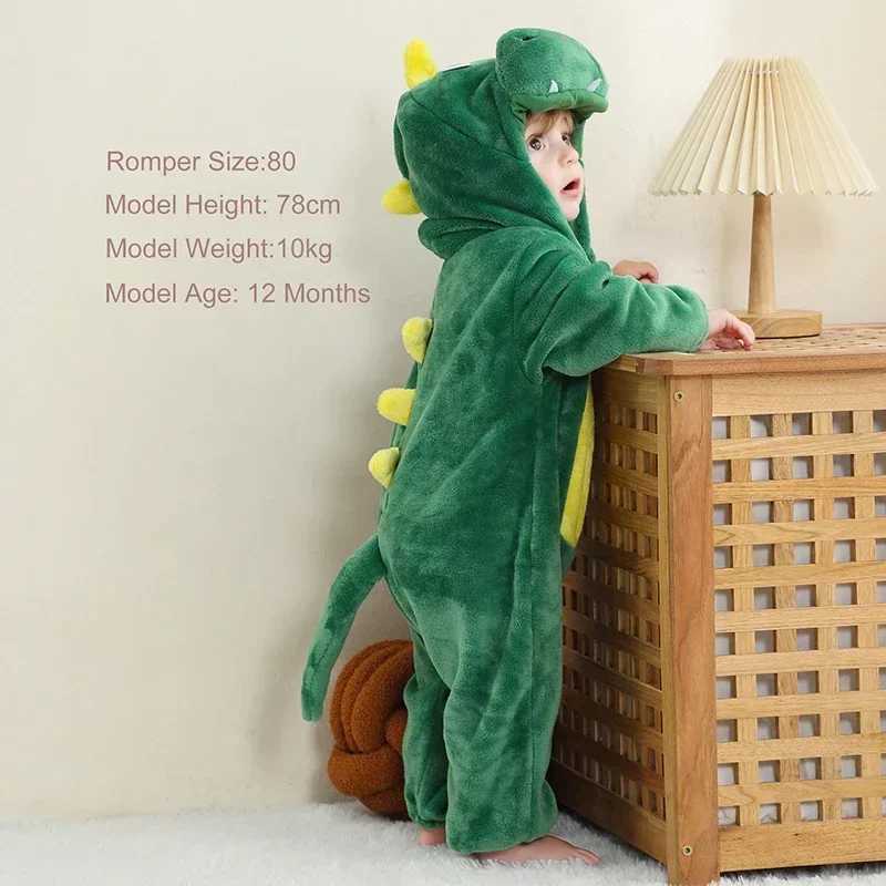 Pajamas Baby Kigurumi Dinosaur Animal Cosplay Costume Winter Warm Jumpsuit for Toddler Boys 1 to 2 3 4 Years Girl Outfits H2412051FAE