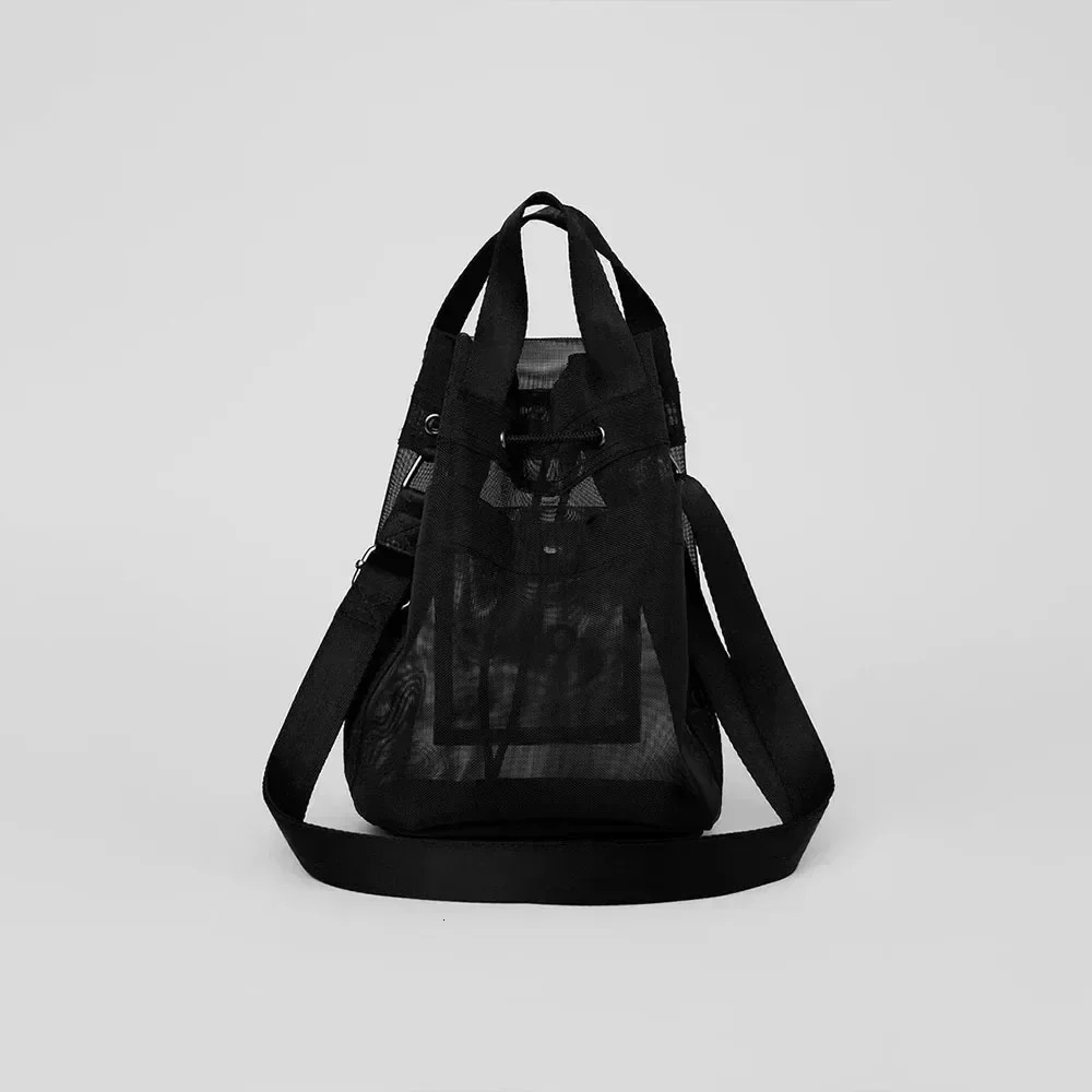 Sports Yoga Sheer Cross Body Bucket Bag Black Casual Handbag for Womens Portable Outdoor Shopping and Makeup Storage 241204