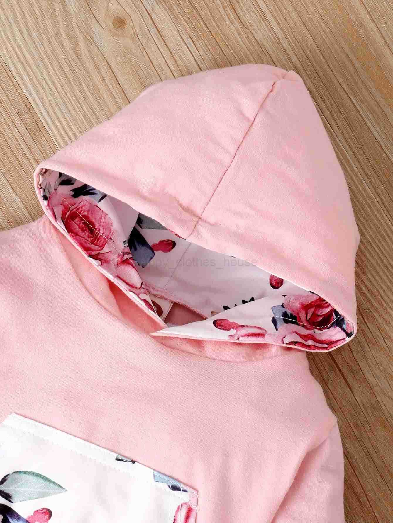 0-18 Months Newborn Baby Girl Floral Clothes Set Hooded Printed Top+Pant+Headband 3PCS Autumn Winter Toddler Girl Fashion OutfitXJ241205