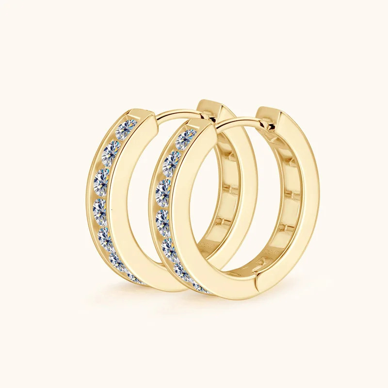 2.5mm Ring Classic Earrings 925 sterling silver gold groove set with sparkling diamonds 241205