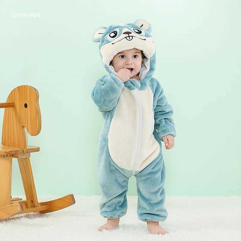 Pajamas Hamster Romper Baby Warm Jumpsuit Boy Girl Winter Outfit Halloween Animal Suit Funny Cute Onesie Festival Pajama Party Clothes H241205