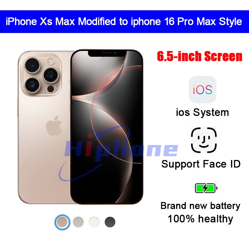 iPhones Original Unlocked iphone Xs Max Covert to iphone 16 Pro Max Cellphone with 16 PM Camera appearance 4GB RAM 64GB 256GB ROM Mobilephone