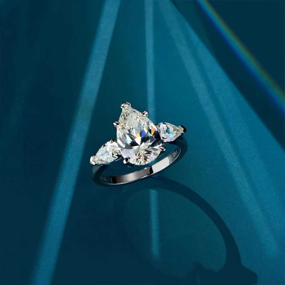 3CT pear shaped cut Moissanite ring for women D-color water droplet she Moissanite engagement and wedding ring 925 sterling silver jewelry W241205