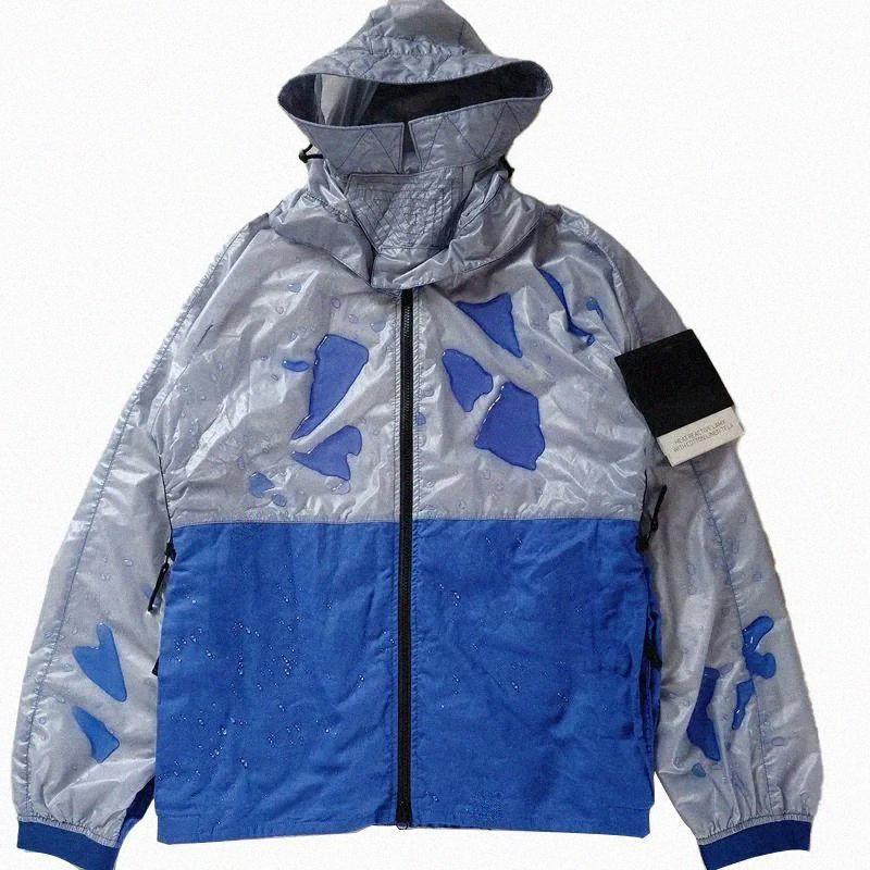 Designer Mens Badge Stone Jacket topstoney 24SS 41599 HEAT REACTIVE LAMY JACKET Temperature-sensitive color-changing jacket Waterproof coat 8d8