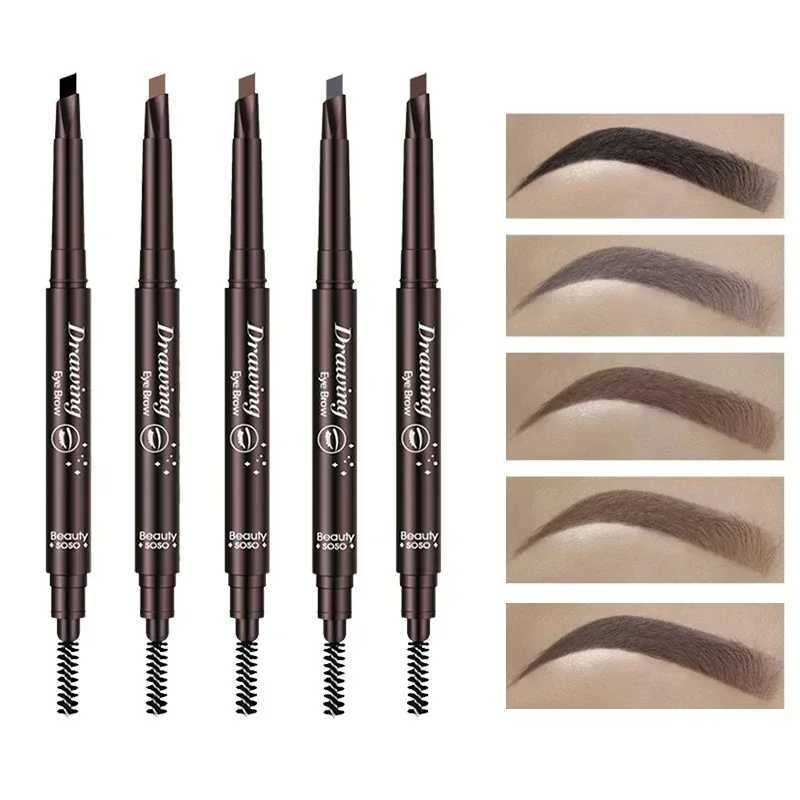 Double sided eyebrow pencil waterproof durable eyebrow enhancer makeup tool with brush and eyebrow extension pencil W241205