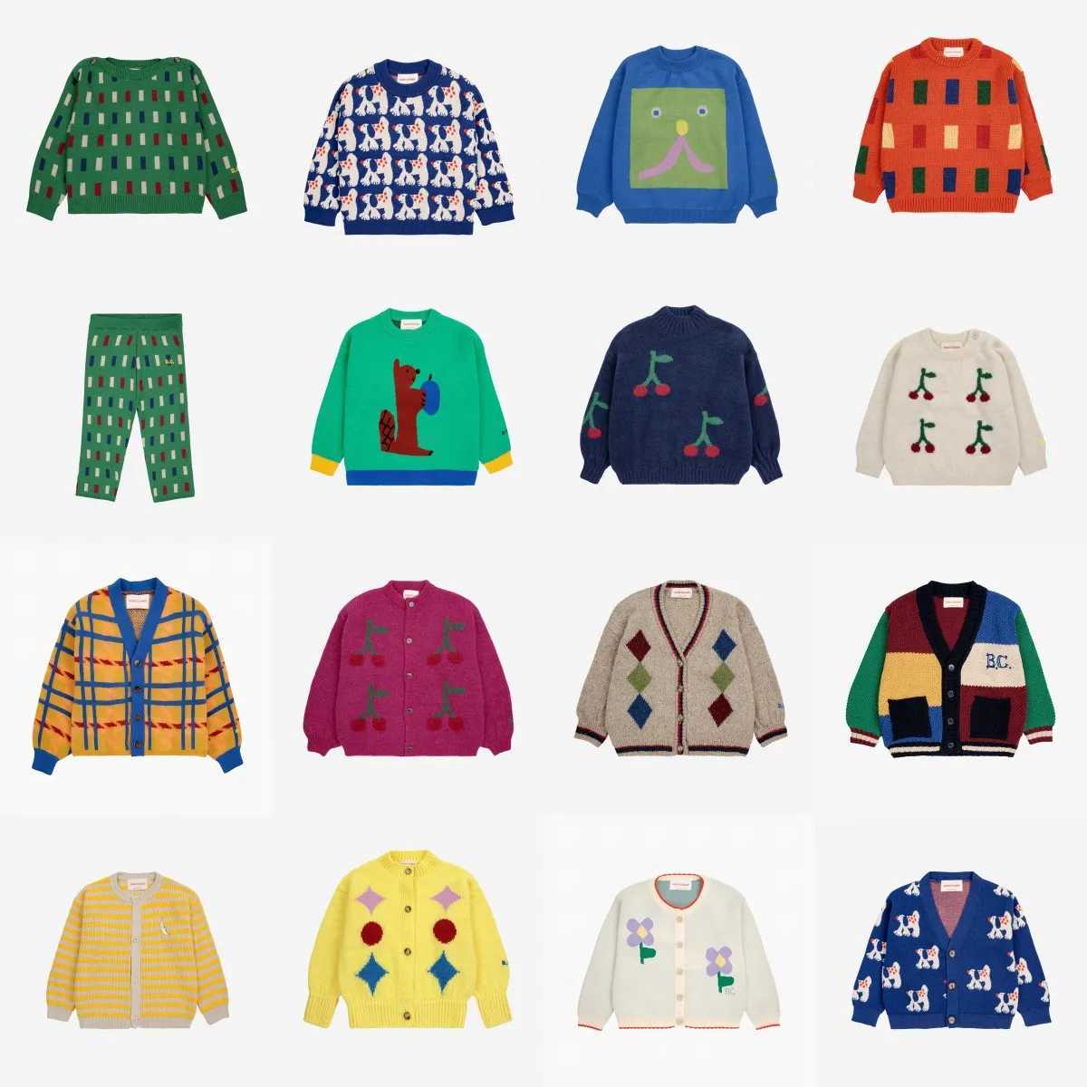 Winter childrens knitted sweaters childrens girls boys scissors warm knitted sweaters childrens wool cardigans W241205