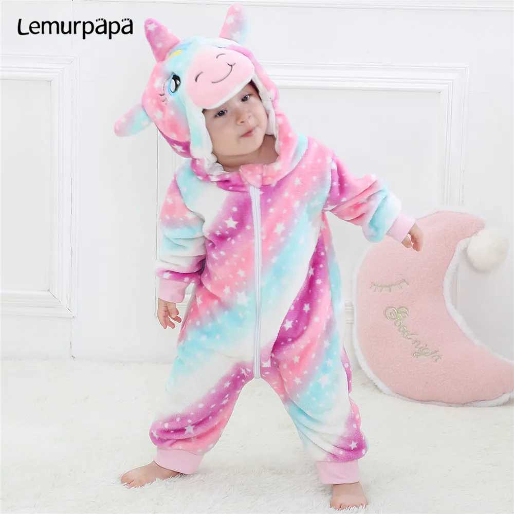 Pajamas Winter Kigurumis Baby Rompers Clothes Boys Girls Onesie Toddler Pyjamas Animal Galaxy Jumpsuit Infant Baby Romper Kids H241205