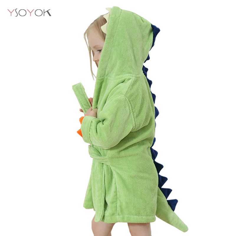 Pajamas Cartoon Dinosaur Children Bathrobes Baby Kids Pajamas Hooded Beach Towel Bathrobe Soft Bath Robe Toddler Boys Girls Robes Gown H241205