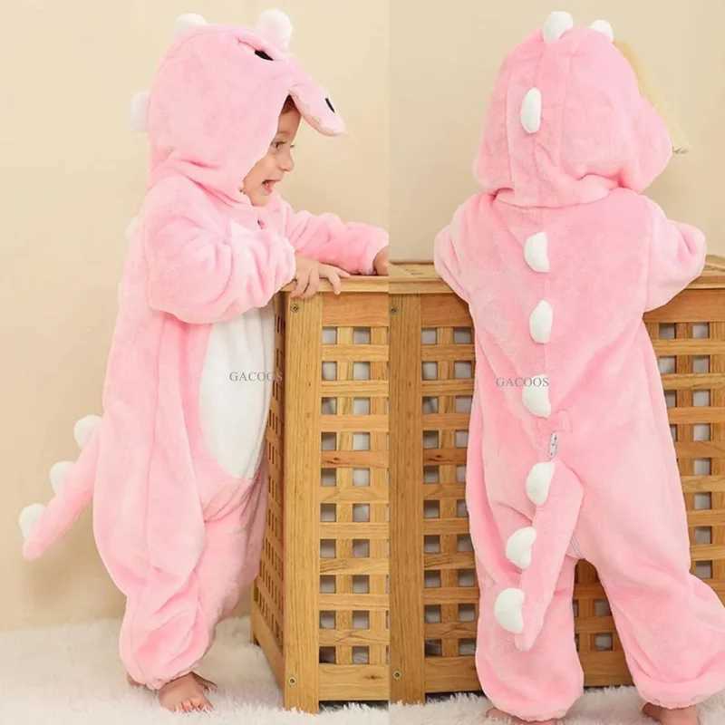 Pajamas Newborn Baby Rompers Kigurumi Boy Girl Onesie Animal Cartoon Romper Hooded Pajamas Lion Dinosaur Costume Toddler Cosplay Clothes H241205