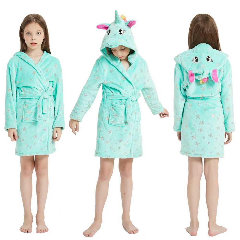 Pajamas Soft Children Flannel Pajamas Autumn and Winter Pajamas for Girl Warm Kids Bathrobe Boy Sleepwear Kids Clothing Homewear 3-14Y H241205