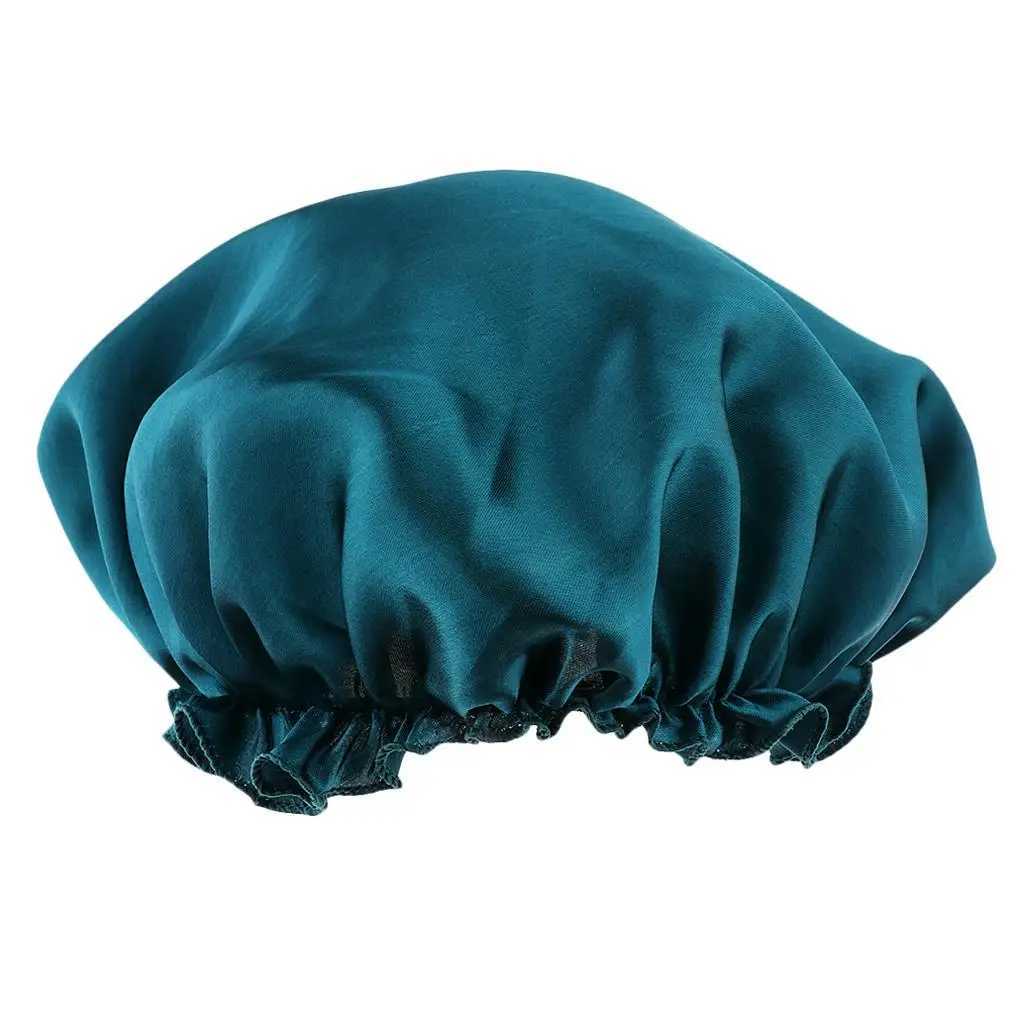 Womens Satin Silky Bonnet Premium Elastic Band Hair Loss Sleep Waterproof Shower Hear Chemo Hat Soild Color NightcXJ241205