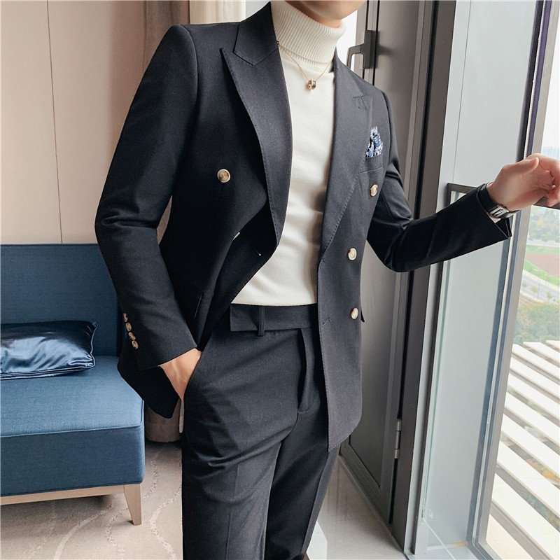 G1134Spring new casual suits for men double-breasted suits for banquets