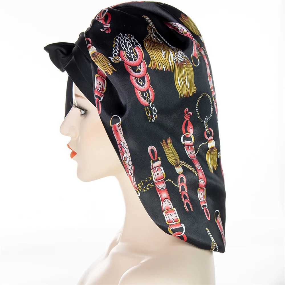 New Satin Wide Brim Nightc Silk Bonnet Hair Wr for Sleeping Sleep C With Elastic Soft Band Styling C Hair Wrping ToolXJ241205