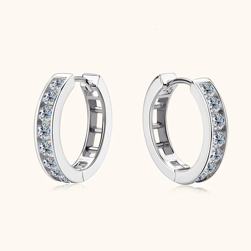 2.5mm Ring Classic Earrings 925 sterling silver gold groove set with sparkling diamonds 241205