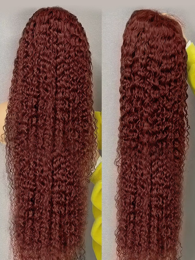 Water 13X6 Reddish Brown Deep Wave Frontal Hair Colored Loose Curly 13X4 HD Lace Front Human Wig For Women