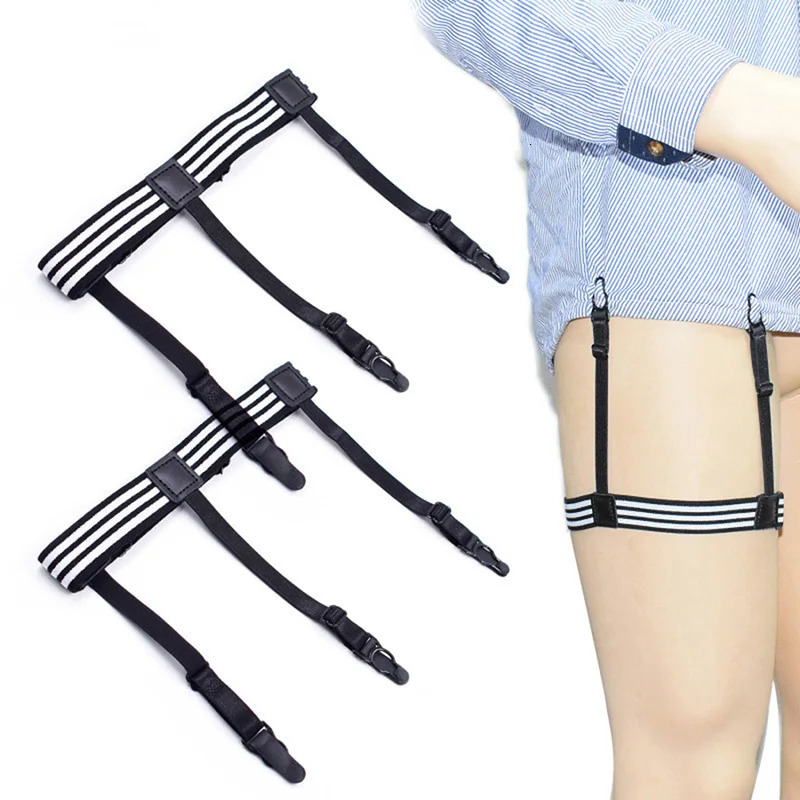 1 Pair Elastic Mens Shirt Stays Striped Suspenders Straps Antiskid Belt Garters Nylon Adjustable Holders For Male 241122