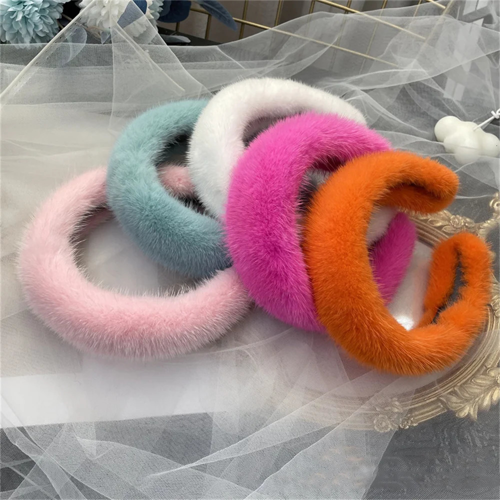 Selling Fashion Hair Circle Womens Winter 100% Genuine Mink Headband High Quality Genuine Fur Band Womens Fur Gift 241205