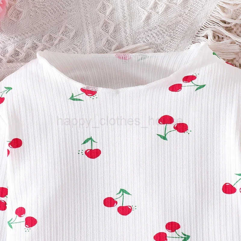 Baby Sets For Kid Newborn Girl 1-18 Months Pyjamas Long Sleeve Pajamas Cherry Print Outfit Toddler Infant Clothing Set For BabyXJ241205