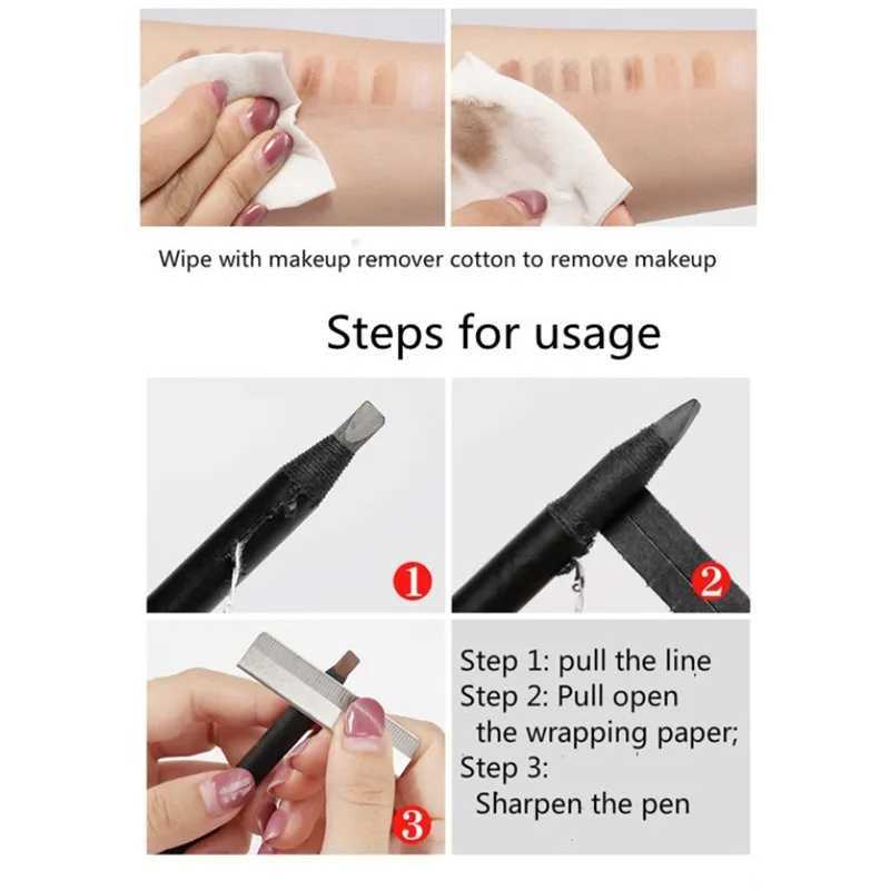 Hard core cable fog eyebrow pencil permanent makeup white eyeliner waterproof natural durable makeupW241205