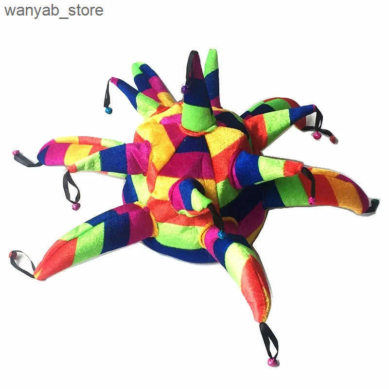 Cloches Adult mens polka dot clown hat birthday cake party hat performance props Christmas elf Halloween costume role-playing L240910