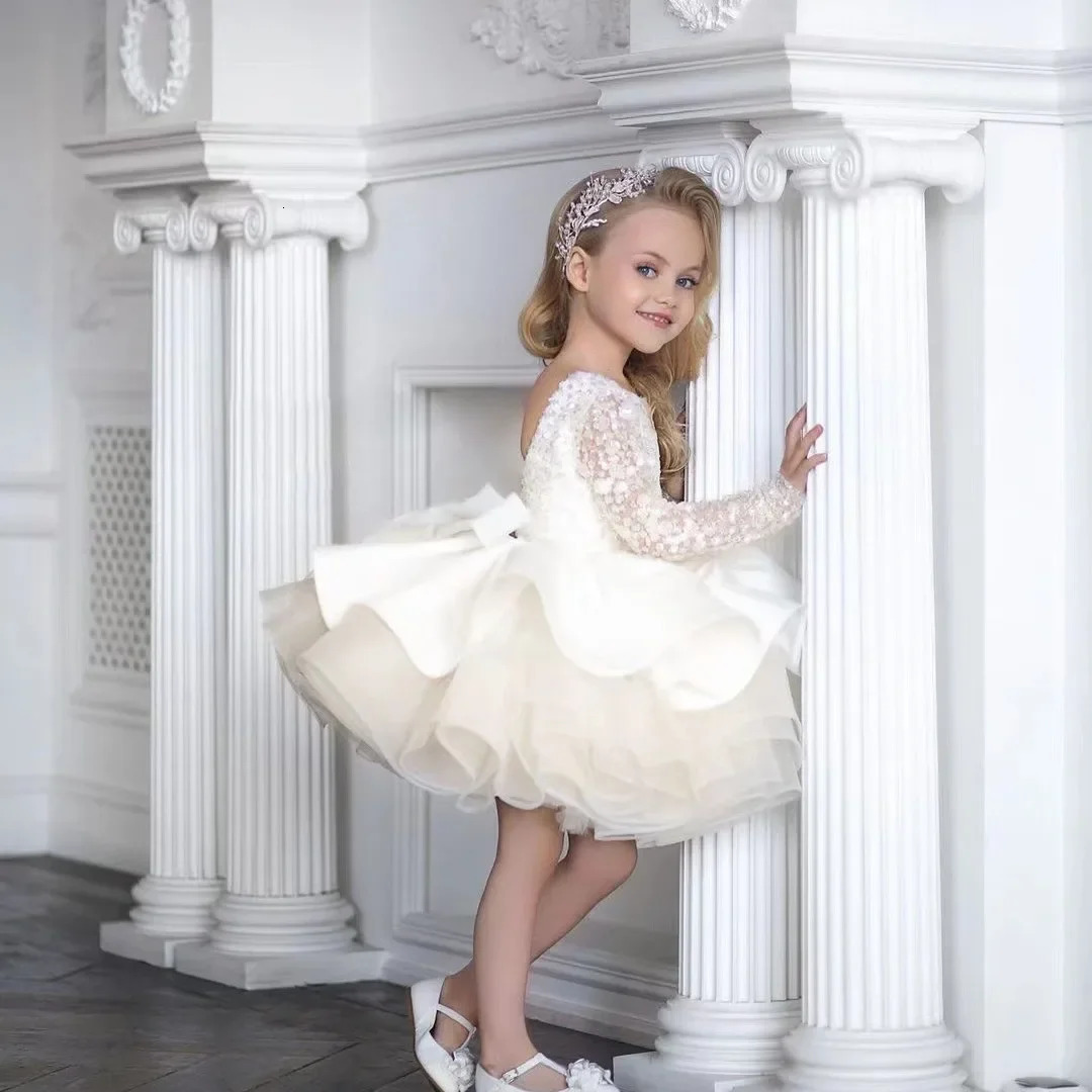 Childrens Mini Dress For Girls European American Cross-border Trade Brilliant Sequins Sleeves Wedding Performances Birthdays R250424