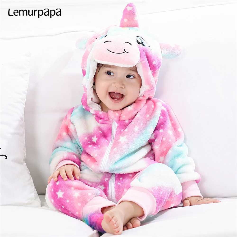 Pajamas Winter Kigurumis Baby Rompers Clothes Boys Girls Onesie Toddler Pyjamas Animal Galaxy Jumpsuit Infant Baby Romper Kids H241205