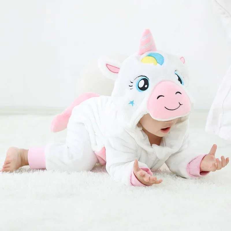 Pajamas Baby Cartoon Romper Newborn Infant Clothing Boy Girl Pajamas Animal Onesies Jumpsuit Licorne Panda Costume Winter Baby Rompers H241205