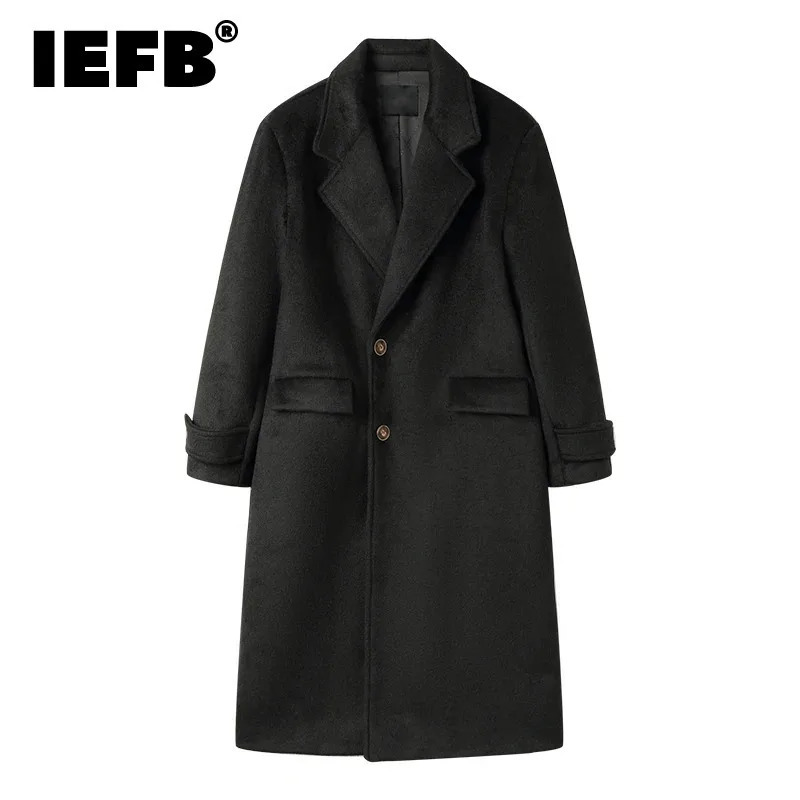 IEFB Korean style mens windproof vest casual single chest solid color thick coat mens wool coat fashionable 9C8067 241204