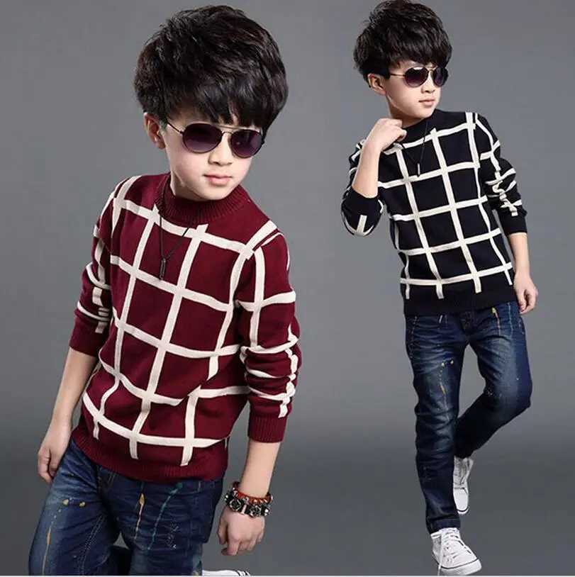 2023 Autumn Winter England Sle New Childrens Boys Plain Sweater Coat Childrens Clothing Jacquard Cotton Boys Zipper 4-10Y W241205