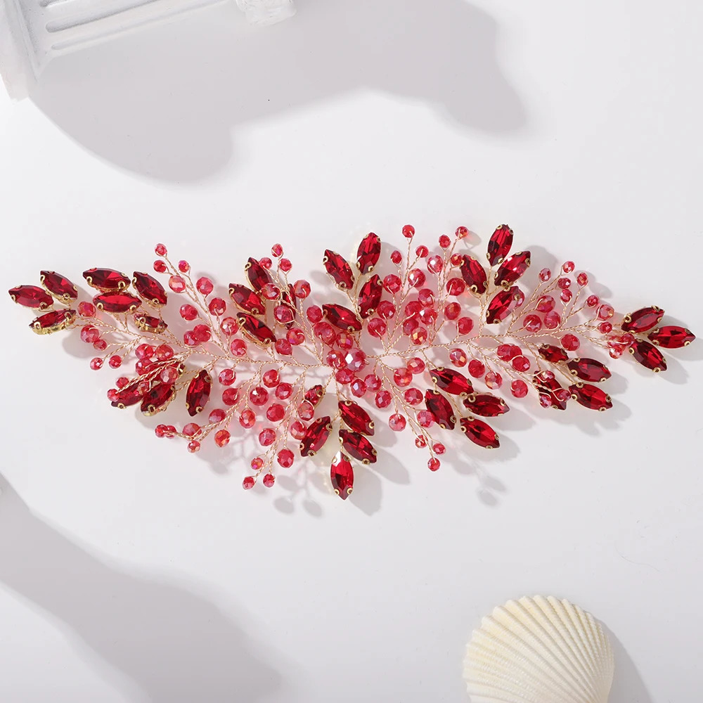 Wedding Red Jewelry Hairstyles Headpiece Black Headdress Crystal Headband Bridal Hair Accessorie Party Tiara 241122