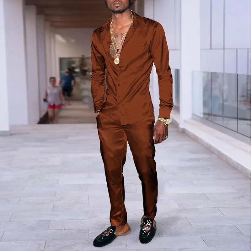 Mens autumn and winter twopiece trendy cardigan shirt casual sports suit mens full set top MB12ML4 241204