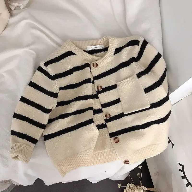 Childrens soft wax striped sweater cardigan suitable for boys and girls in spring and summer W241205