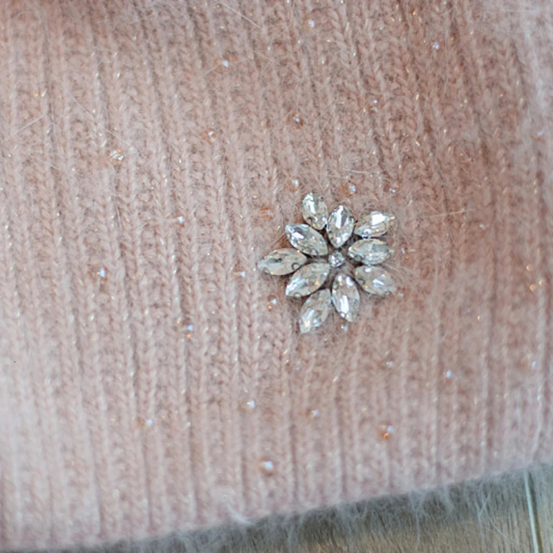 Autumn and Winter Rabbit Fur Bear Hat Womens True Fox Fur Ball Knitted Hat Fashion Split Ear Protection Wool Hat 241205