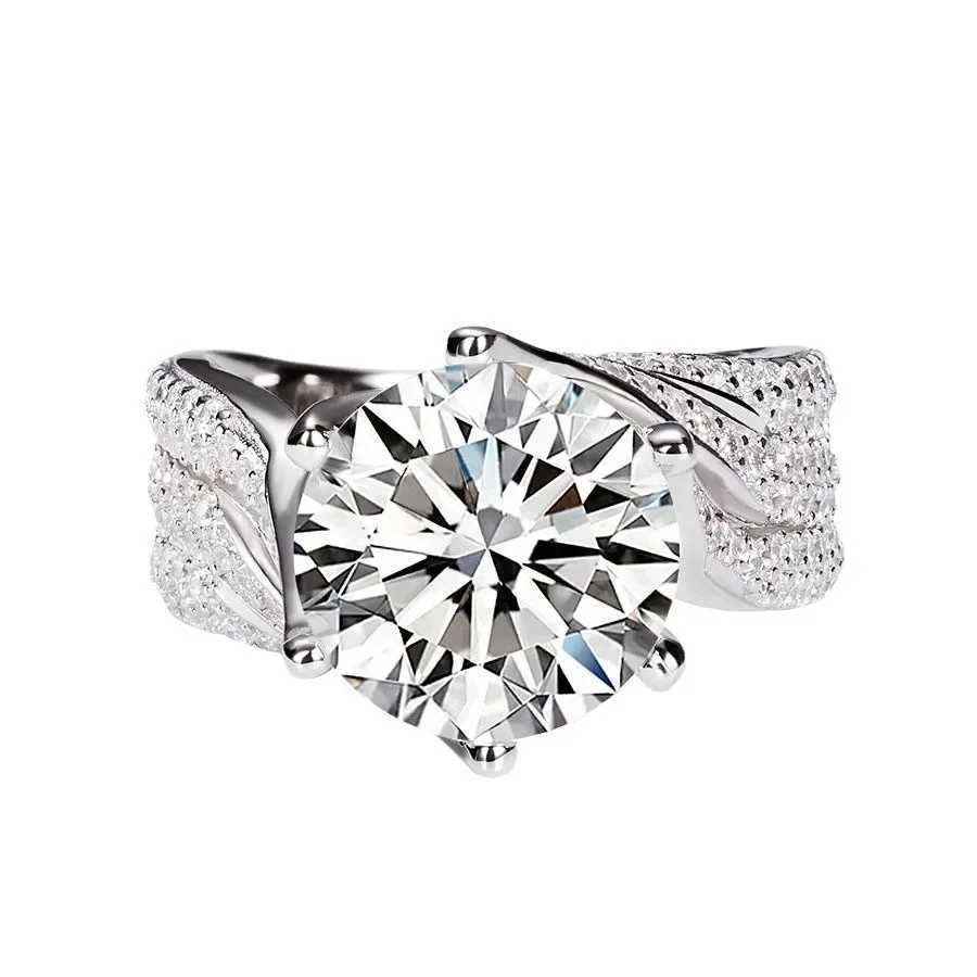 A real 3-carat D-colored silica womens wedding ring with 18K white gold plating and 925 sterling silver exquisite bridal jewelry W241205