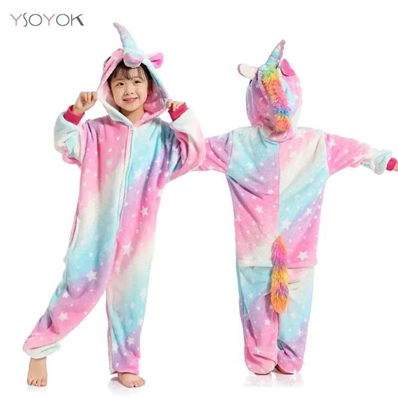 Pajamas Kigurumi Children Winter Sleepwear Kids Panda Pajama sets Baby Girls Boys Panda Licorne Onesies for 4 6 8 10 12 Years H241205