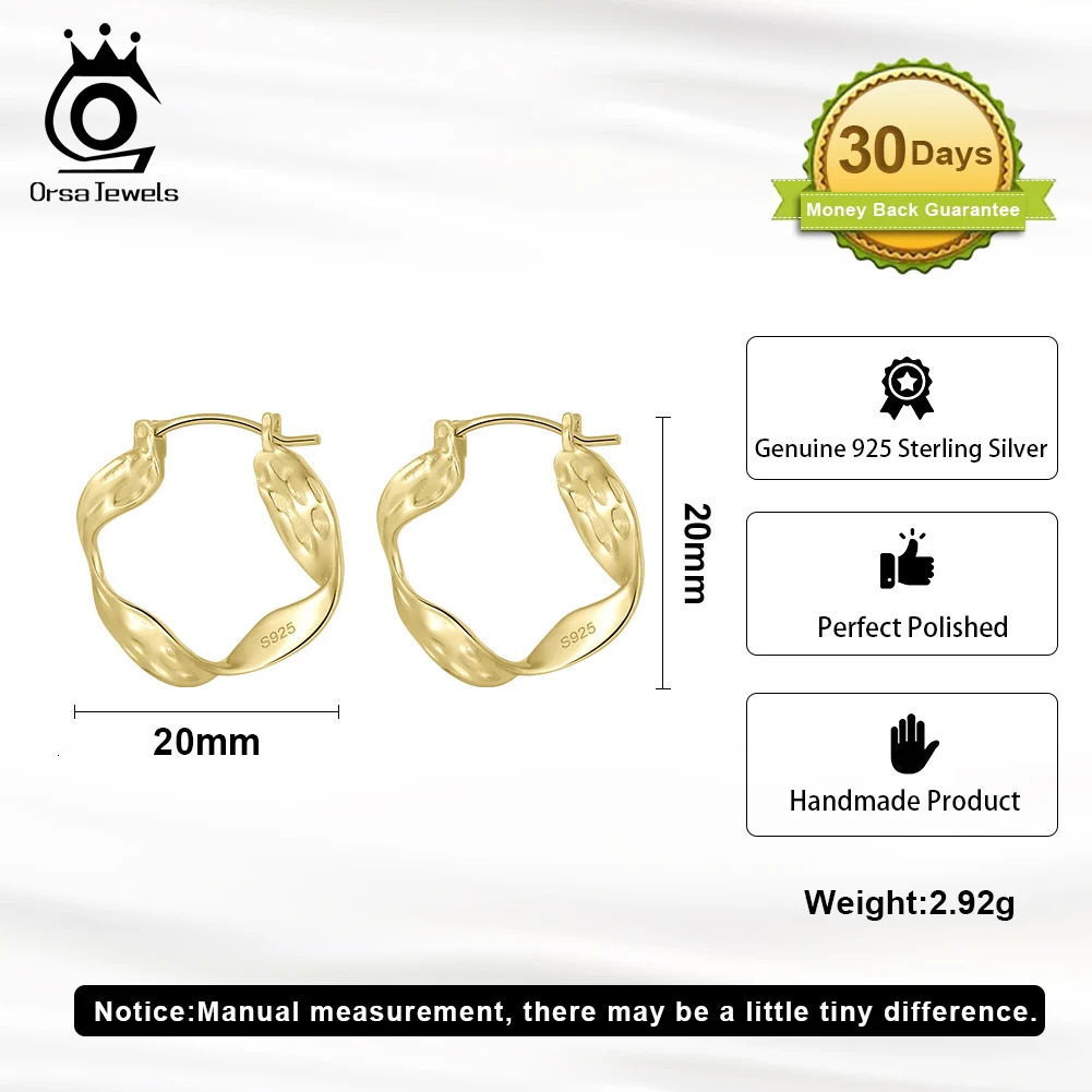 ORSA JEWELS Irregular Wave Line Simple Retro Earrings 925 Pure Silver Personalized Round Wave Ring Earrings 241205