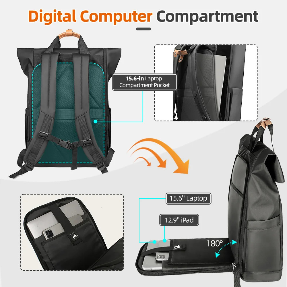 Heroic Knight Travel Men Backpack Multifunction Expandable Laptop Bag USB Port Outdoor Waterproof Hiking Pack For Male Antithef 241204