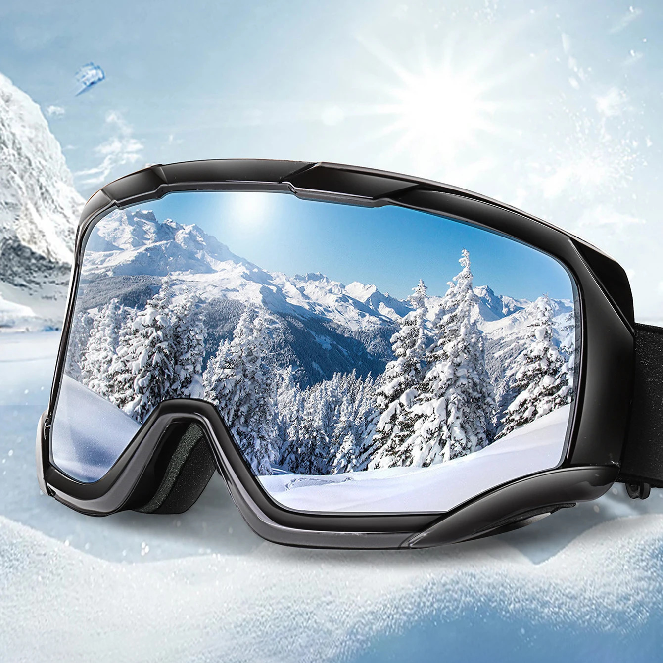 Snowboard Snowmobile Ski Goggles Outdoor Sport Windproof Double Layers Anti-fog UV400 Eyewer Big Ski Mask 241204