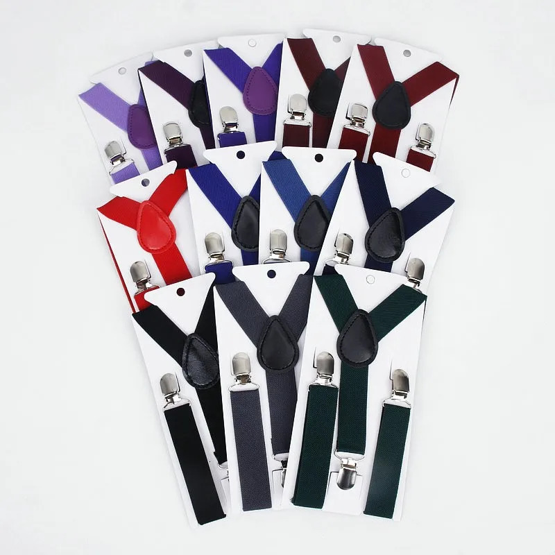 Elastic Ribbon Kids Unisex Soild Color Belt Adjustable Suspenders Clipon YBack Braces Straps for Wedding Party 3 Clips Belts 241122