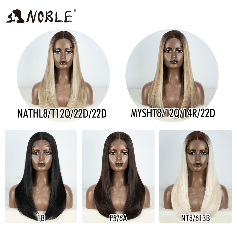 Noble Straight Baby Hair 22"Glueless Bob Cosplay For Women Synthetic Lace Front Wig